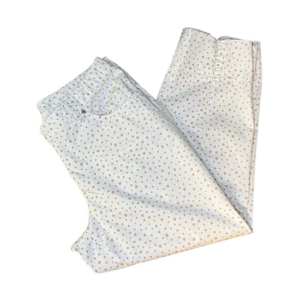 Peserico | White And Tan Polka Dot Cropped Pants Size S (40)